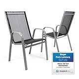 Rahmenfarbe: hellgrau Nexos 2er Set Gartenstuhl Stapelstuhl Stapelsessel Hochlehner Terrasse anthrazit