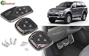 Selifaur - 3 Pcs Black Non-Slip Manual Car Pedals kit Pad Covers Set for Mitsubishi Pajero Sport