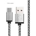 Produktbild OKCS Typ C USB 3.1 Textil Ladekabel für Google Pixel, Googel Pixel XL, LG G5, HTC 10, Gigaset ME pro, Huawei P9 Google Chromebook Pixel 2 - in Silber