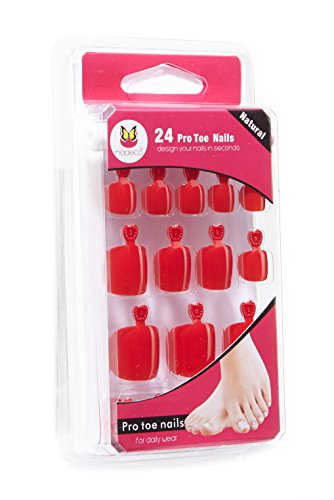 Toe Nail Tips, künstliche Fußnägel zum aufkleben in leuchtend Rot