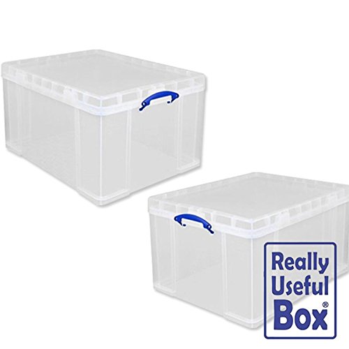 Really Useful 84 LITRE Plastic Storage Box (CLEAR) Pack of 6