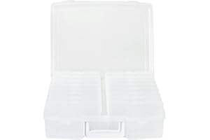 novelinks Boîte de rangement pour photos de 10,2 x 15,2 cm avec poignée – 16 étuis intérieurs pour photos et rangement (blanc)