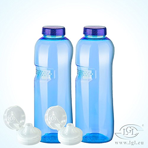 2 x Trinkflasche 1L mit Sportdeckel Wasserflasche aus Tritan (Bisphenol A frei) - 3