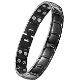 Jeracol Magnetic Therapy Bracelets for Men Arthritis Pain Relief with Double-Row Extra Strength Magnets, Black