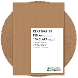 100 hojas de papel de estraza cartón kraft DIN A4 280 gr/m2 Natural en alta calidad, ideal para manualidades y DIY marrón gitano tarjetas boda invitación