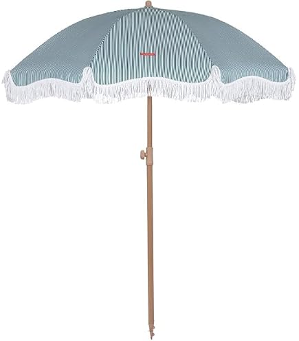Parasol De Plage Bohème à Franges - Hauteur Réglable 180cm, Mât Aluminium Imitation Bois, Protection UV50+, Idéal Jardin, Balcon, Terrasse - 2