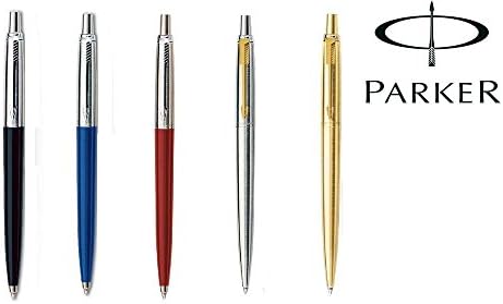100% GENUINE PARKER JOTTER BALLPOINT PEN IN STAINLESS STEEL, BLACK, BLUE, RED BODY - INCLUDING GIFT BOX - REFILLABLE QUINK FLOW FAST UK POST (PARKER BLACK JOTTER WITH GOLD TRIM)