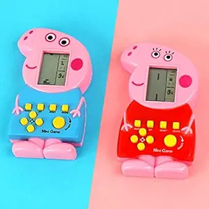 LE DELITE Kids unicorn cartoon pig Brick Game 23 mode Video Game / Building tetris Blocks /Portable Indoor Outdoor console handheld toy puzzle solve for girls - boys Kids children Play Birthday Return Gift