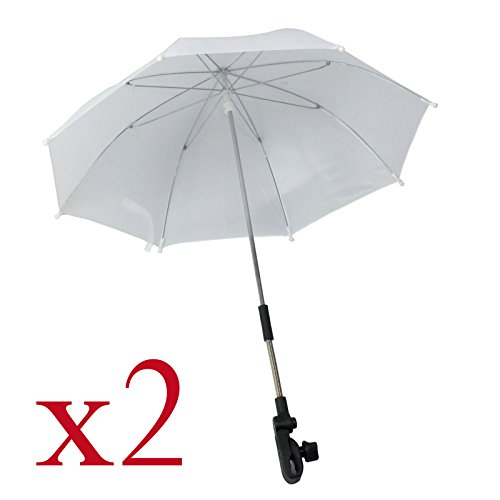 Pram Buggy Pushchair Umbrella In Assorted Colours (Pack of 2, White)