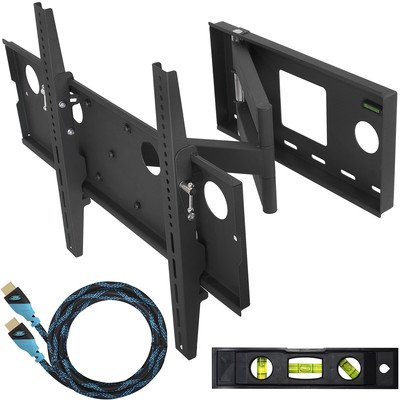 Cheetah Mounts APSAMB TV Wandhalterung für 81- 165cm (32- 65”) Fernseher. Halterung voll Beweglich Schwenkbar Neigbar für LCD, LED Flachbildschirm Monitor und TVs. Passend für fast alle Bildschirme mit VESA/ Lochmuster max. 400x684 und max. 74KG. Wandhalter Schwarz mit 3m HDMI Kabel mit Ethernet