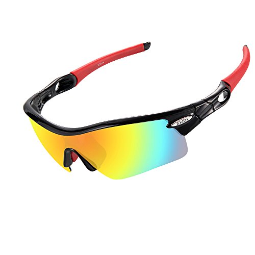 Ewin E12 Polarisierte Sport Sonnenbrille mit 4 austauschbaren für Herren Damen Golf Radfahren Fahren Angeln Laufen Brillen, TR90 unzerbrechlich Rahmen, Anti-Fog, wasserdicht Objektiv - 2