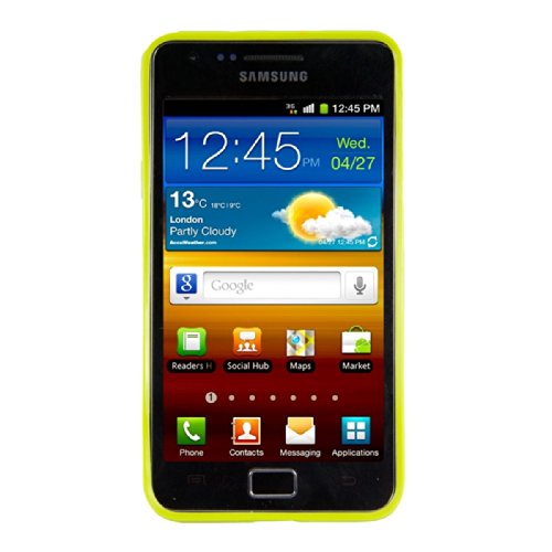 kwmobile Cover per Samsung Galaxy S2 S2 PLUS - Custodia trasparente per cellulare - Back cover cristallo in plastica rigida Design cornice verde trasparente