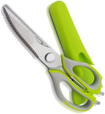 CYHYIXUAN Multifunction Heavy Duty Kitchen Scissors Household Scissors, Meat Cutter / Vegetable Cutter / Fruit Cutter / Potato Peeler / Bottle Opener / Fish Scale Scraper / Slicer / Nutcracker, Magnetic sheath for Easy and Convenient Storage .