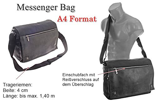 Schultertasche Citybag Flugbegleiter Ausweistasche Umhängetasche Business Messenger Bag Tasche Black NEU - 3