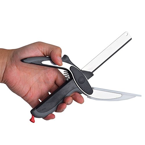 Clever Cutter 2-in-1 Nahrungsmittelzerhacker von Aiqi – clevere Kombination aus Messer, Scheren und Schneidebrett – NEU Verbesserte Frühling und Schärfer Messer für leichteres Schneiden - 3