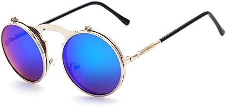 Steampunk Sunglasses Womens Glasses Double Layer Mens 50s Round Mirrored Goggles Dawnzen®
