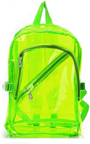Linyena Sweety Women Girl Zipped Transparent Clear Backpack Plastic Bag School Bag Bookbag (Green)