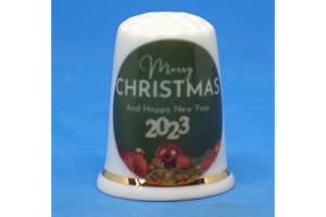 BIRCHCROFT CHINA Birchcroft Porcelain China Collectable Thimble - Merry Christmas 2020 - Free Box