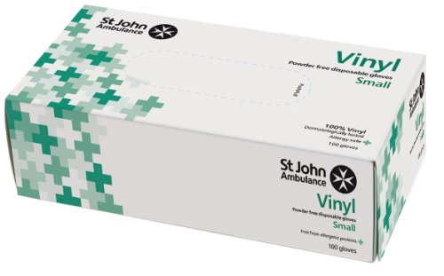 St John Ambulance Vinyl Powder-Free Gloves (Box of 100) S