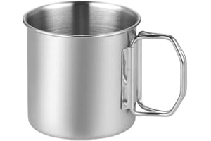 RANRAO Tasse à eau en acier inoxydable de 260 ml, poignée pliable en acier inoxydable, tasse à eau, tasse à bière, tasse de, pour le camping, la randonnée, la randonnée