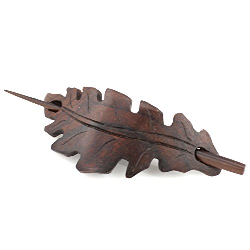 Evolatree - Hand Carved Sono Wood - Curved Leaf Band - Hair Pin Barrette - 4"