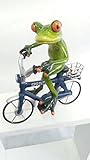 Rana con bicicleta azul, piedra artificial, aprox. 18 x 16 cm