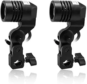 HIFFIN E27 Single Blub Holder Set of 2 pcs spl Quality Imported Photography Photo Light Lamp Bulb Single Holder E27 Socket Bracket Studio EU Plug,Black