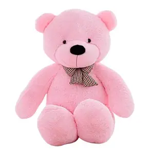 Frantic Teddy Bear with Ribbon Bow Premium Quality Soft Plush Fabric in Baby Pink Color  5 Feet