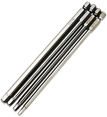 Wishfive 4pcs 150mm 3-6mm Hex Head Screwdriver Bits Set 1/4 Inch Hex Magnetic Electric Screwdriver