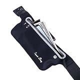 Wasserresistente Ultra Thin Elastische Gürteltasche, Alfort Unisex Sport Hüfttasche Flache Bauchtasche mit Kopfhöreranlass Geeignet für iPhone 7 / 7 Plus, Samsung Galaxy S8 / S8 + , Sony Xperia / Huawei / Android etc alle Handys unter 6,3 Zoll, Laufen Handytasche mit reißverschluss, Reflektierenden Streifen für Nachtsichtbarkeit für Fitness Jogging Fahrradfahren Sporttasche (Schwarz) - 