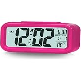 SANEC Smart Digital Desk Clock Alarm Dark Sensor Photocell - Pink