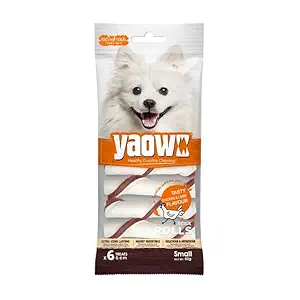 Yaowo DogsNCats All Natural Dog Rawhide Bones with Chicken Inside, 100% Digestible & Durable, Promotes Healthy Teeth Strong Bones and Joints, 2.5` Stick Roll 60gm (Pack of 2)