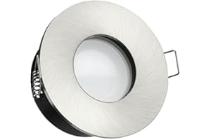 LEDANDO IP65 LED Einbaustrahler Set Silber gebürstet mit LED GU10 Markenstrahler 5W - warmweiss - 120° Abstrahlwinkel - Feuchtraum/Bad - 35W Ersatz - A+ - LED Spot 5 Watt - Einbauleuchte rund
