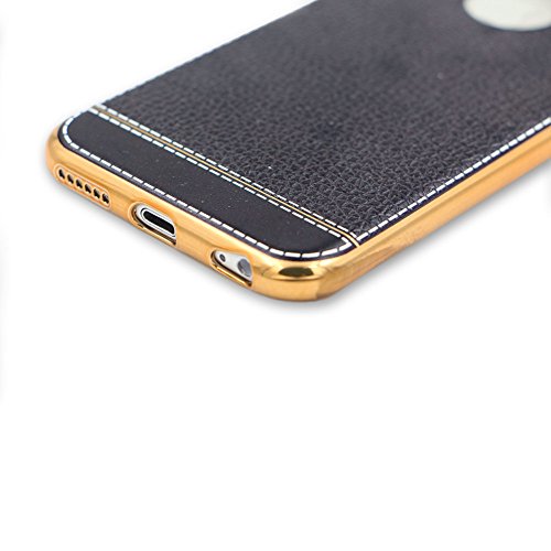iPhone 6S Ultra Dünn Thin Kratzfest Hülle,iPhone 6 Leicht Leder Zurück Schale Case,Herzzer Luxus Gergeous Stoßfest [Gold Galvanisieren] Überzug TPU Rahmen Bumper Flexibel HandyHülle Schutzhülle Cover für iPhone 6/6S 4.7 Zoll + 1 x Frei Schwarz Handy Halterung Ständer + 1 x Frei Schwarz Stift Stylus -Schwarz - 5