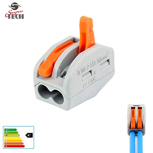 Preisvergleich Produktbild 2-Wege-Verdrahtungsverbinder, wiederverwendbar, mit Federhebel, universell kompakt