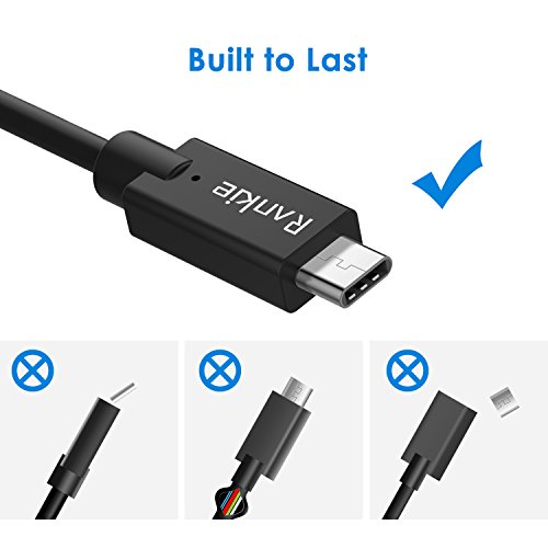 USB C Kabel, Rankie 1m USB 3.0 Type C auf USB 3.0 Type A Kabel für Apple Neue MacBook ,OnePlus 2, Nokia N1 Tablet, Nexus 6P/5X und Andere Type C Unterstützte Geräte (Schwarz) – R1201 - 5