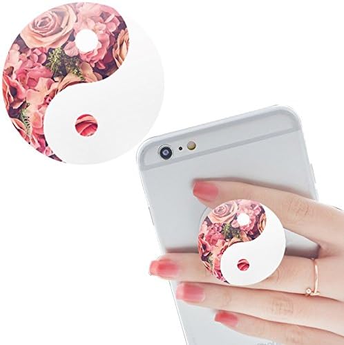 Multi-function Pop cellular phone bracket Socket Expanding Stand and Grip for Smart-phones and Tablets Bracket Mount Holder Collapsible-White flower yin-g yang