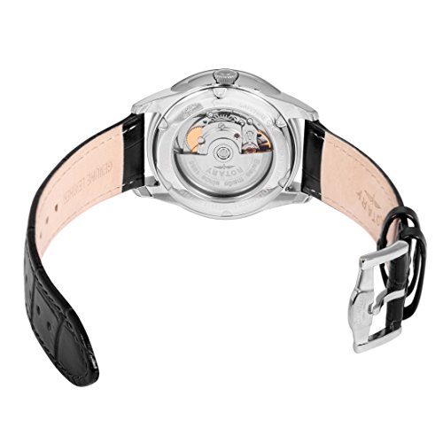 Rotary Men's Quartz Watch with Off-White Dial Analogue Display and Black Leather Strap GS90161/32
