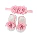 Cute Foot Flower Barefoot Sandals+Headband Baby Set Baby Elastic Hair Bands Infant Kids Headbands(4 pcs)
