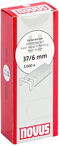 Novus H 37 Feindrahtklammern "superhart" mit 6 mm Länge, Speziell für Hammertacker, Sparverpackung mit 5000 Tackerklammern vom Typ 37/6 superhart, Heftmittel aus Stahldraht höchster Festigkeit, 042-0535