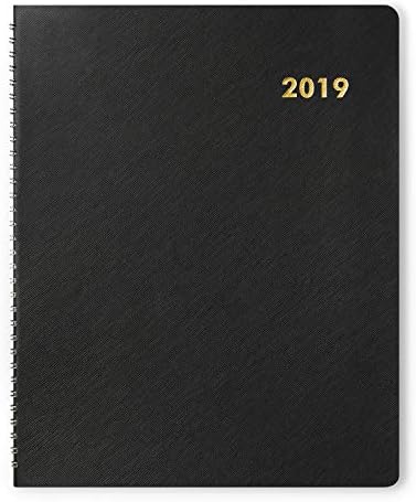 Dexmon Monthly Planner 2019, Flexible PU Cover, Twin-Wire Bounded, 22cmx28cm, Large, Black