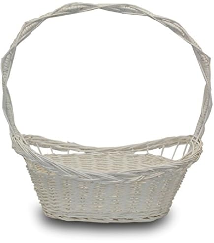 Cestino Intrecciato Bianco In Corda Di Cotone 30x20x12,5 Cm | Con Manico, Lavabile, Per Soggiorno, Bagno E Cameretta, Regalo Elegante