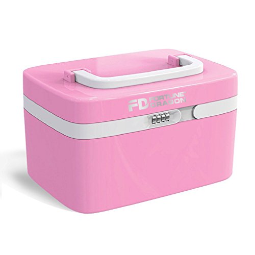 Aufbewahrungsbehälter Tragbar Beauty Case Multikoffer Transportkoffer Kosmetikkoffer FORTUNE DRAGON Aufbewahrung Organizer mit Zahlenschloss (Pink)