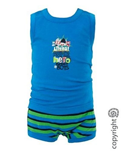 Bright Bots Newborn (up to approx 9lbs) Baby Boy Top and Nappy Cover 2 Piece Set - Bright Blue Stripe