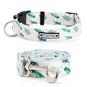 LoyalSunnypet Cute Dog Collar and Leash Set with Quick Release Buckle,Premium,Adjustable Soft Comfortable Floral Collars for Girl Dogs