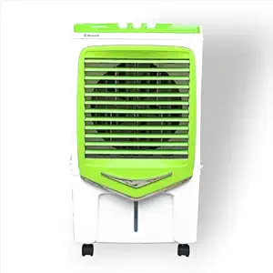 Moonair Plastic Silver 65 Desert Air Cooler With 65 Liters Water Tank; High Density HoneycombPads; 5 Fin Power Flow Blade; Castor Wheels For easy Movement; 4 Way Air Deflection; Low Power Consumption; 3 Speed; (65-L ,Green And White With Chrome Finish)