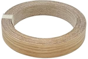 QUINNQUINN 18mm Wide x 5 Metres Real Oak Iron-On Edging,Pre-Glued Wood Veneer Tape for Easy DIY Application
