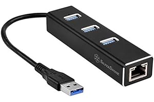 SILVERSTONE TECHNOLOGY SilverStone SST-EP04 – 3-puertos USB 3.1 Gen 1 Tipo A/Adaptador de red Gigabit Ethernet RJ45, aluminio, negro