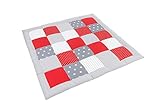 BEBILINO ® Baby Krabbeldecke Spieldecke & Laufgittereinlage 100×100 cm / 120×120 cm / 140×140 groß und weich gepolstert ROTE STERNE - 2