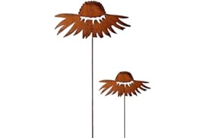 Bornhöft Lot de 2 piquets de jardin en métal rouillé - Décoration de jardin - Chapeau de soleil - Décoration rouillée